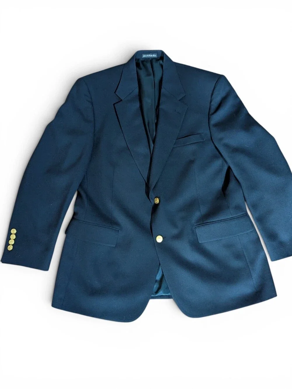 Wimbleton Navy Blazer Gold Buttons wool Blend Old Money Preppy Classic Sz 42R
